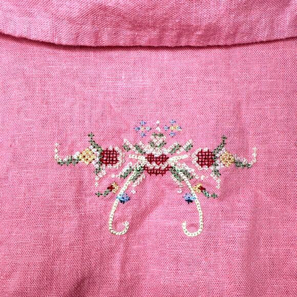 Linen Button Down Women's 18/20W Embellished Cottagecore Grannycore Summer Beach - Picture 7 of 10